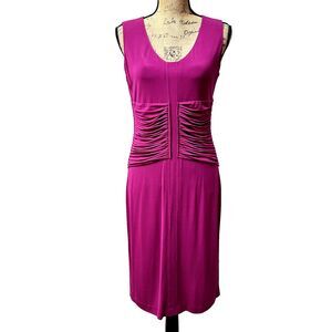 ESCADA Fuschia Sheath Dress SZ 36/US 6 Sleeveless Knee Length Gathered Waist